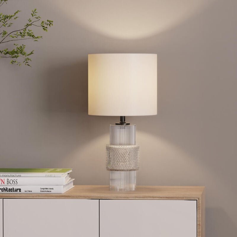 Thumbnail - Große Tischlampe aus Glas yuki - Transparent große Tischlampe, Glaslampe, Design Tischlampe - Home Deluxe