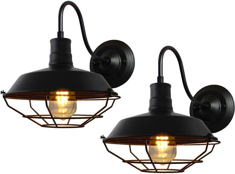 2er Wandleuchten Vintage, Industrielle Stil Wand Sconce mit Metall Käfig, Wandlampe Innen E27 Fassang für Esszimmer Wohn...