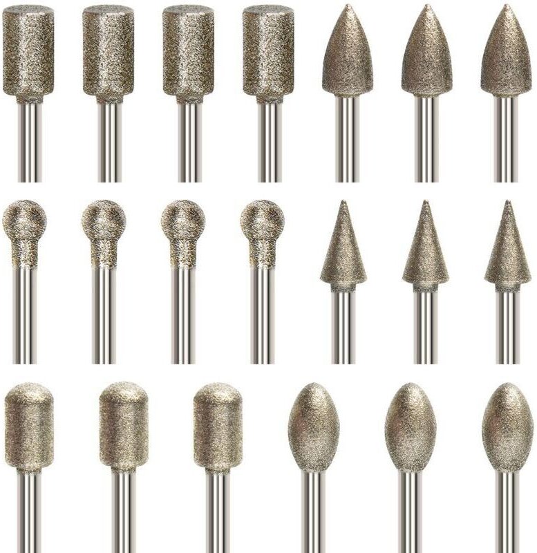 CSPARCV 20-teiliges Diamant-Rotationsfräser-Set, Gravierfräser-Set mit 3 mm (1/8") Schaft, diamantbeschichtete Fräser zu...