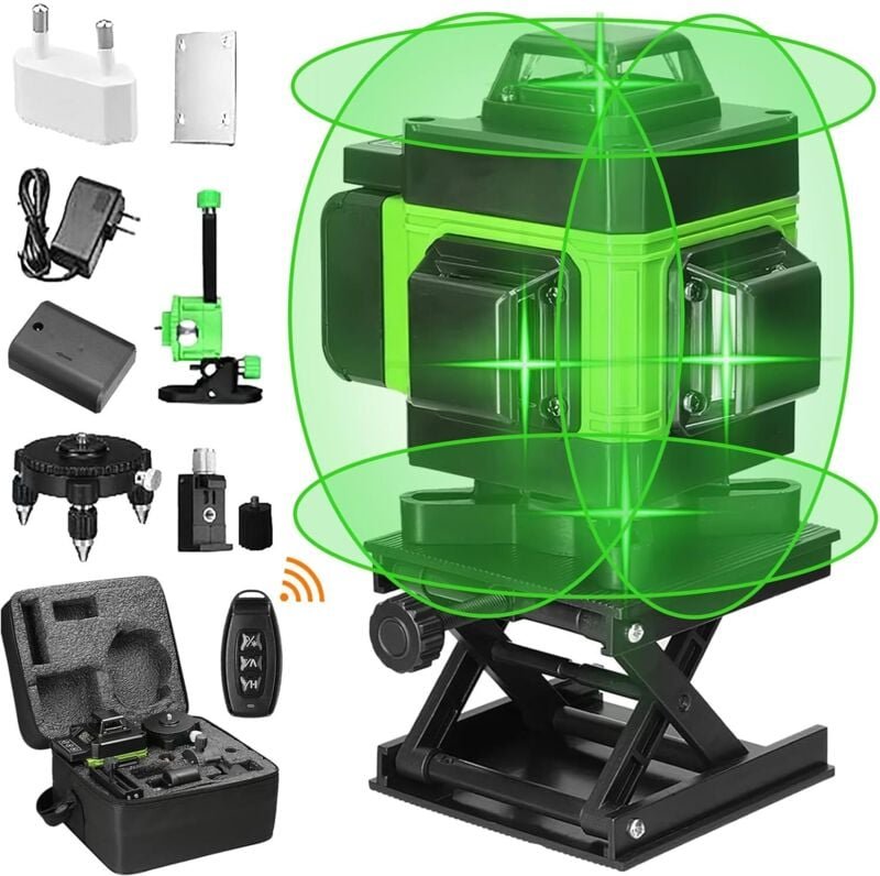 Laser-Wasserwaage, 4D 16 Linien, selbstnivellierende vertikale und horizontale Laser-Wasserwaage mit 2 wiederaufladbaren...
