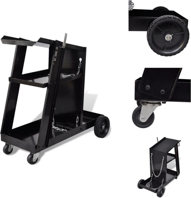 Rollwagen & Sackkarren - Schweißwagen Schwarz Handwagen mit 3 Regalen
