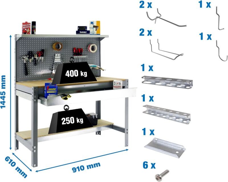 Simonrack Moderner Robuster Arbeitstisch Grau mit Schublade