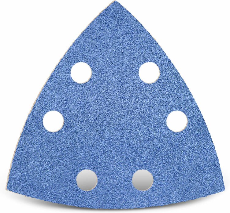 Blue Klett-Schleifblätter, 93 mm, 6-Loch, f. Deltaschleifer, Zirkonkorund (25 Stk.) K120 - Menzer
