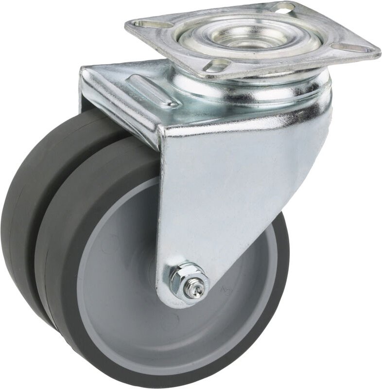 Lenkrolle mit Platte 50 x 18 mm, Tragkr. 80 kg Möbelrollen