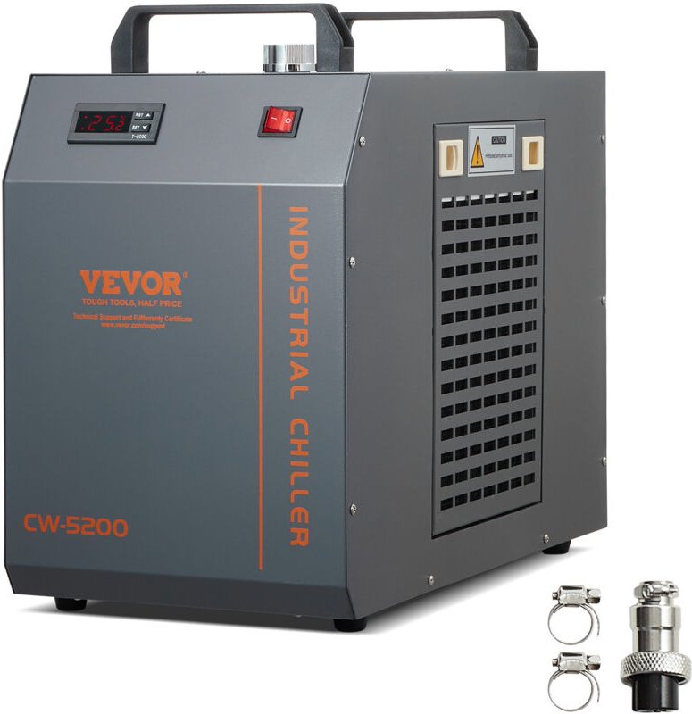 VEVOR Industrieller Wasserkühler, CW-5202, Wasserkühler-Kühlsystem mit eingebautem Kompressor, Wassertankkapazität 7 L, ...