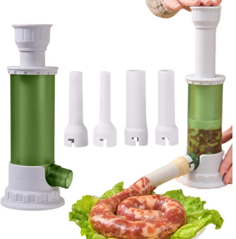 Manuelle Wurstfüllmaschine mit Stopfer und 4 Füllrohren, ideal für den Heim- oder Restaurantgebrauch