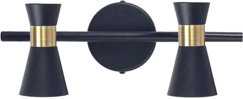 Eufo doppelte schwarze Wandleuchte mit goldenem Finish für GU10-Glühbirne