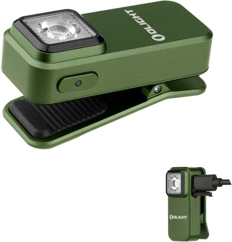 Olight Oclip Mini-LED-Taschenlampe mit rotem Licht, 300 lm helle, per usb-c wiederaufladbare Taschenlampe, Clip-Lampe IP...