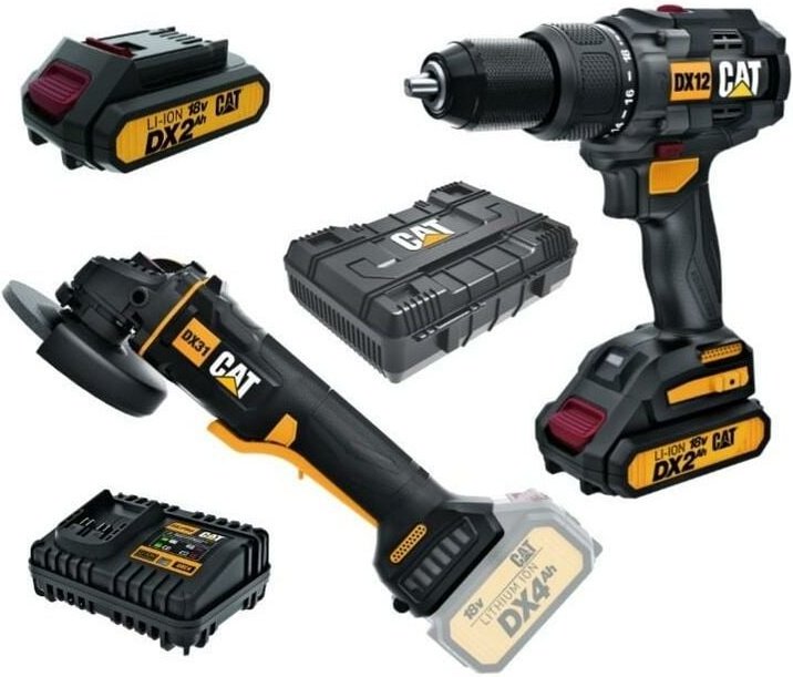 CAT - Kit schlagbohrmaschine dx12 schleifer dx31b 2ah batterien und erpillar koffer