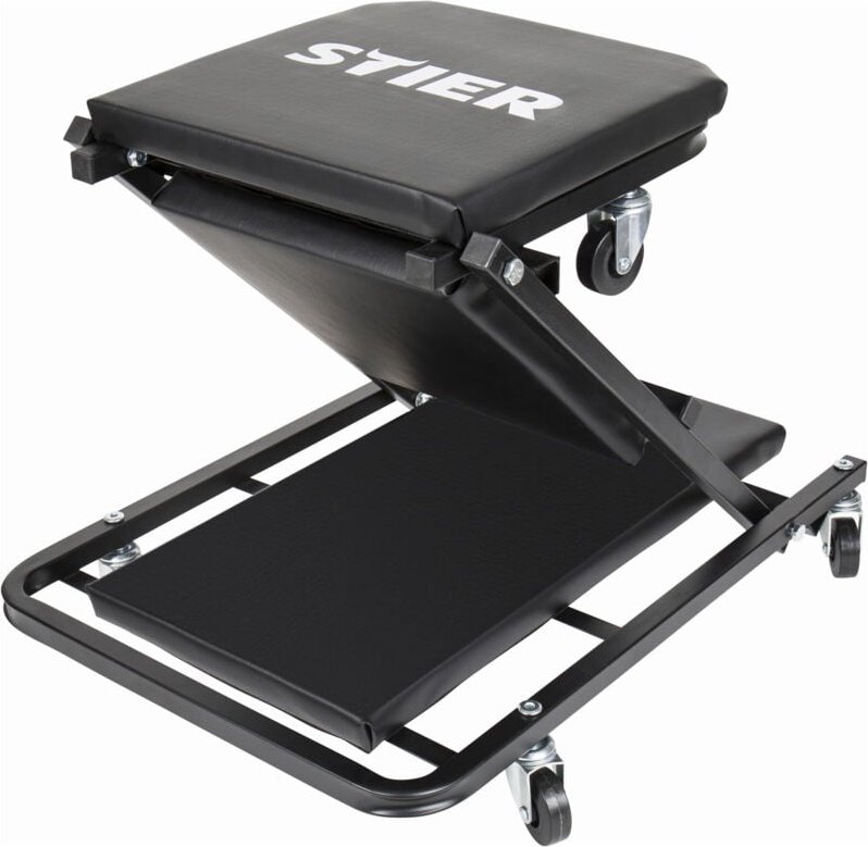 Werkstatt-Rollliege und -Sitz 2in1 Multi+, ideal für bequemes Arbeiten im KFZ-Bereich, gepolstert für Komfort, vielseiti...