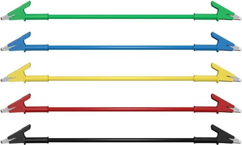 Packung mit 5 robusten Messleitungen mit Krokodilklemmen, 1 Meter doppelseitiges flexibles Kabel für elektrische Prüfung...