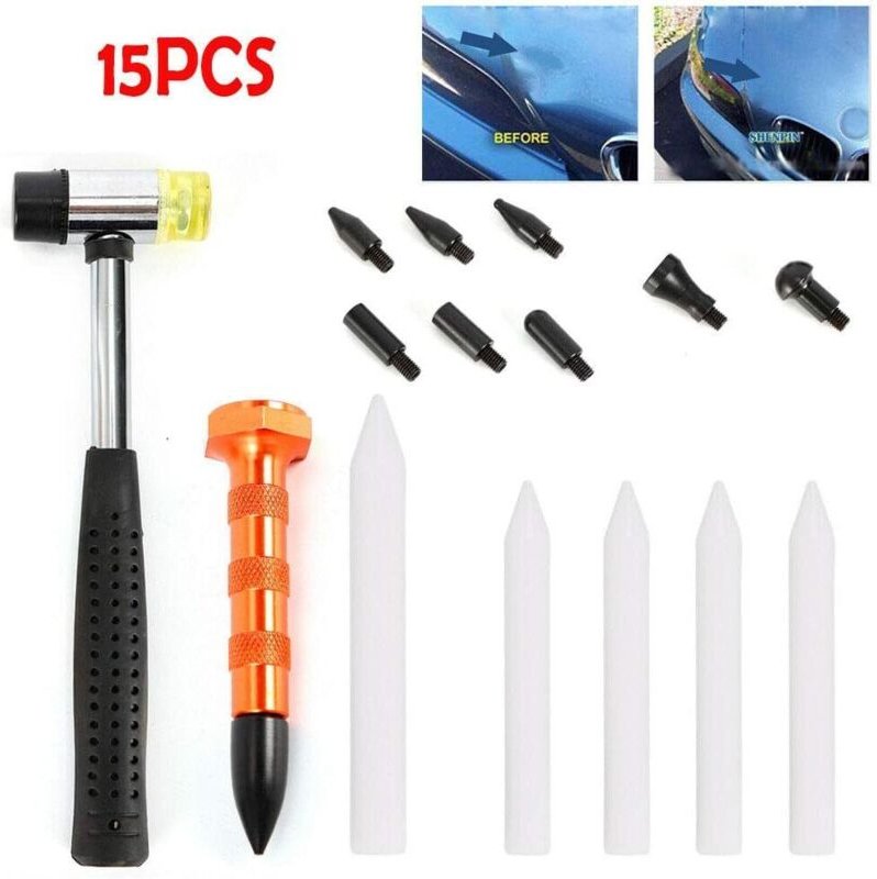 15PCS Car Dent Fix Tools Beulen-Reparatur-Hammer Beulen Satz Rückschlagdorn Dellen Ausbeulen Reparatur Werkzeug Zubehör ...