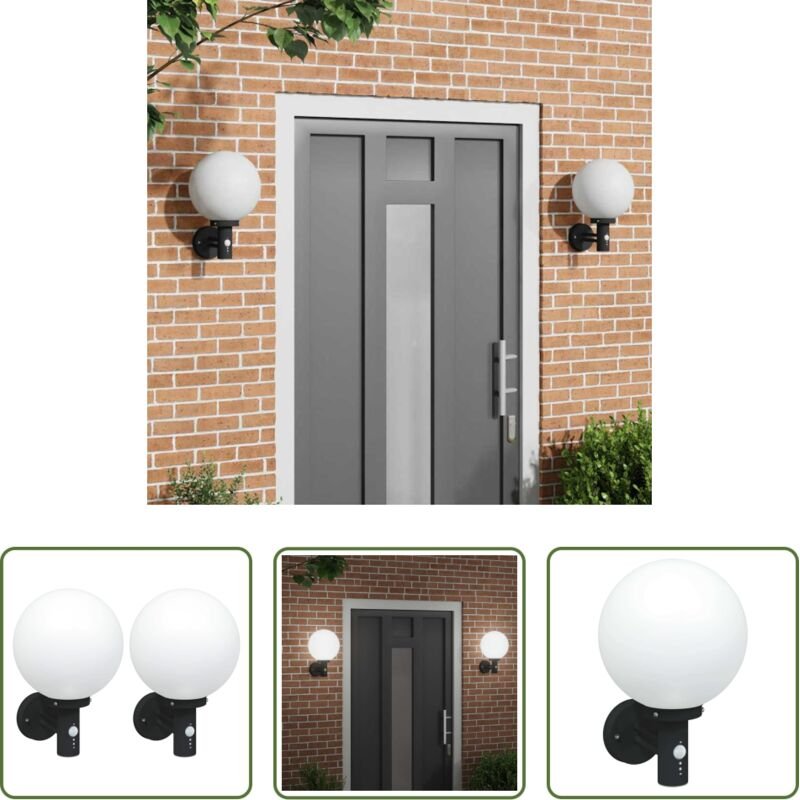 vidaXL Edelstahl Lampe - Außenwandleuchte 2 pcs Schwarz 28 x 25 x 38 cm