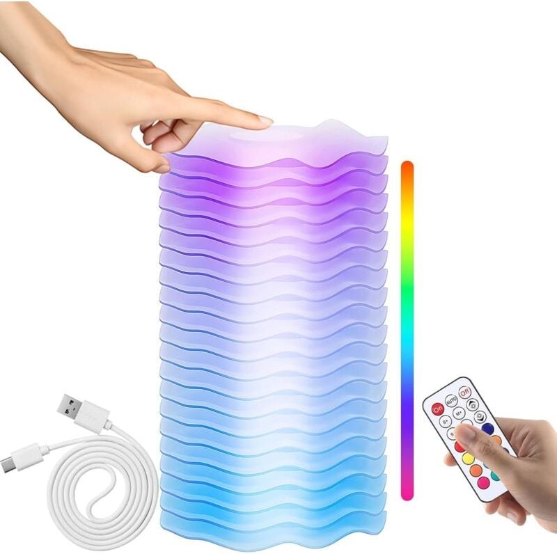 LED-Nachtlicht, Touch-Lampe mit Fernbedienung, 8 Helligkeitsstufen, Warmweiß und RGB-Farbwechsel, wiederaufladbarer Akku...