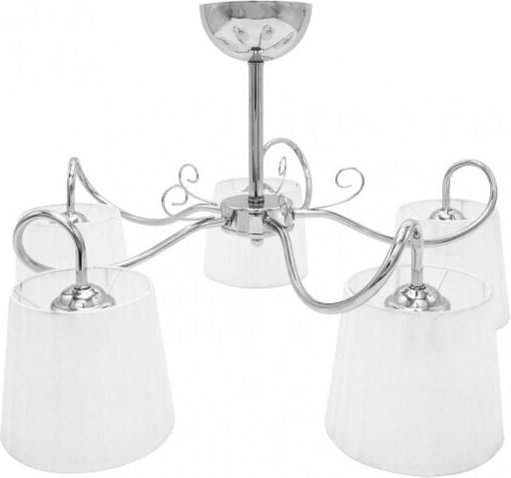 Fabrilamp - Cuzco Chrom Lampe mit weißem Lampenschirm 5xe14