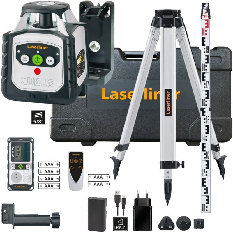 Thumbnail - Laserliner - Rotationslaser grün Cubus g 210 s Set inkl. Zubehör