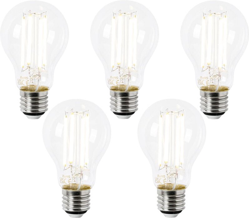 5er Set E27 LED-Glühbirnen A60 Klar 2,2W 470lm 2700K