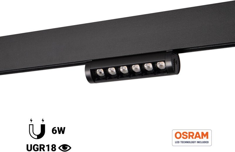 Verstellbarer linearer Strahler für Magnetschiene 48V- 6W -