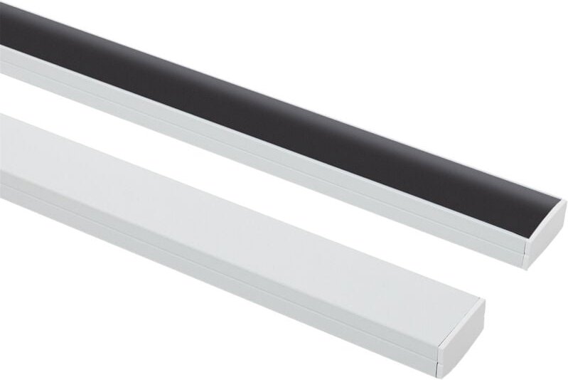 Aluminiumprofil Aufbau für LED Streifen bis 20 mm mit durchgehender Abdeckung Weiß 10 m Schwarz transluzent