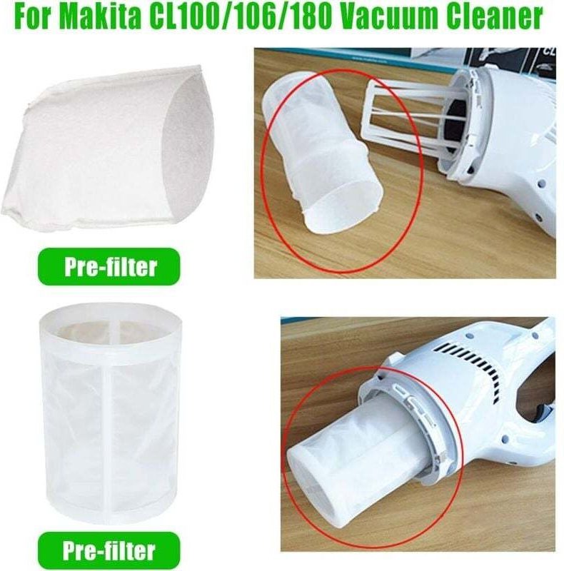 Vorfilter und 2 Filter für Makita CL100/106/180 DCL180 Staubsaugerzubehör, Ersatzset, Vorfilterteil 451208-3, Filterteil...