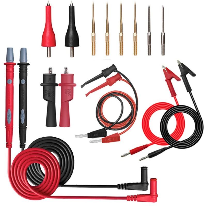 Thumbnail - Dolaso - Multimeter-Messleitungssatz, 16-teilig, Messleitung mit Krokodilklemmen, stapelbarem Bananenstecker-Prüfhaken, ...