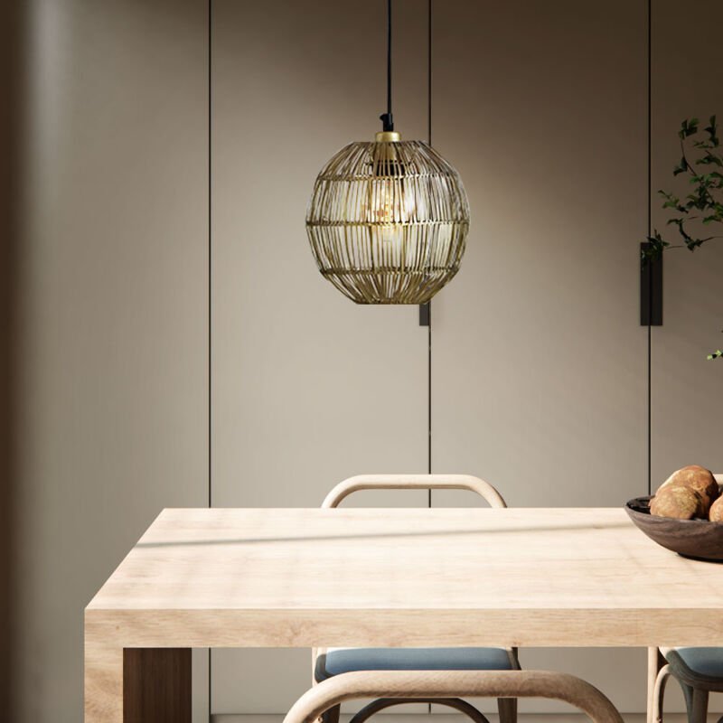 Hängelampe Pendelleuchte Wohnzimmerlampe Küchenleuchte Esszimmerleuchte altmessing, Metallgeflecht, 1x E27, h 120 cm