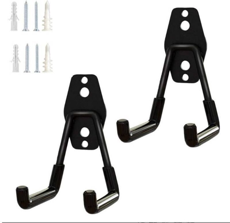 Set mit 2 Garagenhaken, Gartengeräte-Organizer, Wandhaken aus Stahl, kleine U-förmige Gartenhaken (schwarz)