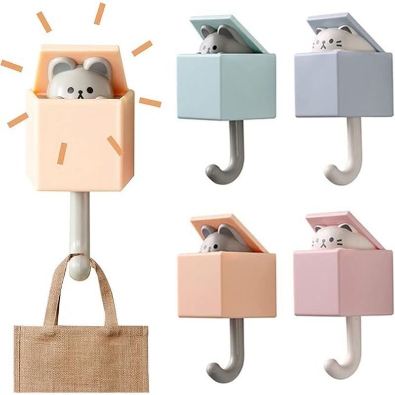 4 PCS Wandhaken Selbstklebend, Hochwertiger Abs-Kunststoff, Wandhaken Kinder,Vielseitige Haken, Abzieh- Und Klebe-Techno...