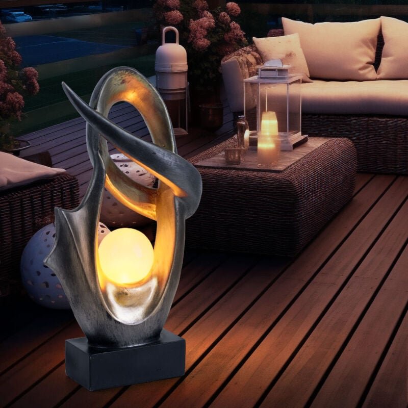LED Solar Deko Außen Lampe Feuer Effekt Garten Terrassen Beleuchtung Design Leuchte silber