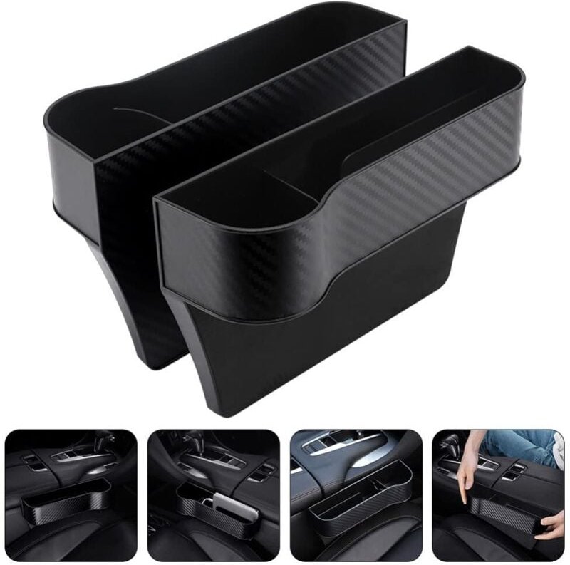 Aougo - 2 Stück Sitzraum-Aufbewahrungsbox mit Getränkehalter, seitliche Mittelkonsole, zusätzliche Taschen, Autozubehör ...