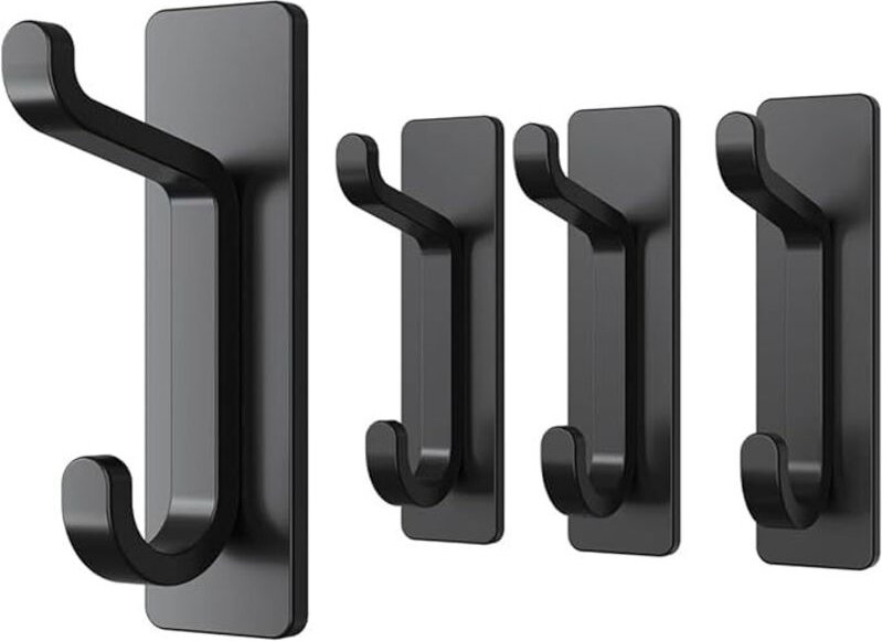 Klebehaken Ultra Stark, Hält Bis Zu 6kg, Metall Türhaken Handtuchhaken Nichtrostend, Selbstklebende Haken Schwarz Matt, ...