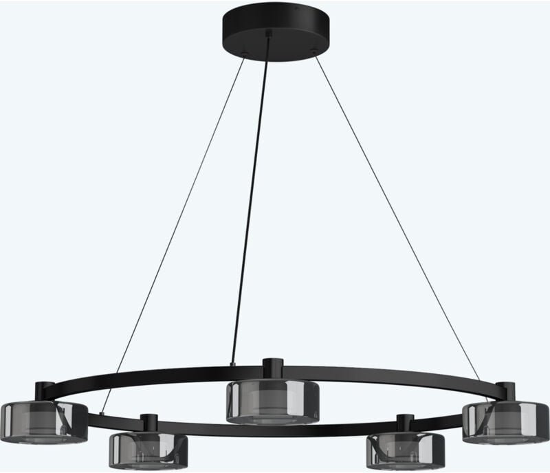 Pendelleuchte 59cm led Hängelampe Rund 5 Flammig 3000K/4000K/6000K Verstellbares Kabel Schwarz Hängeleuchte für Esszimme...