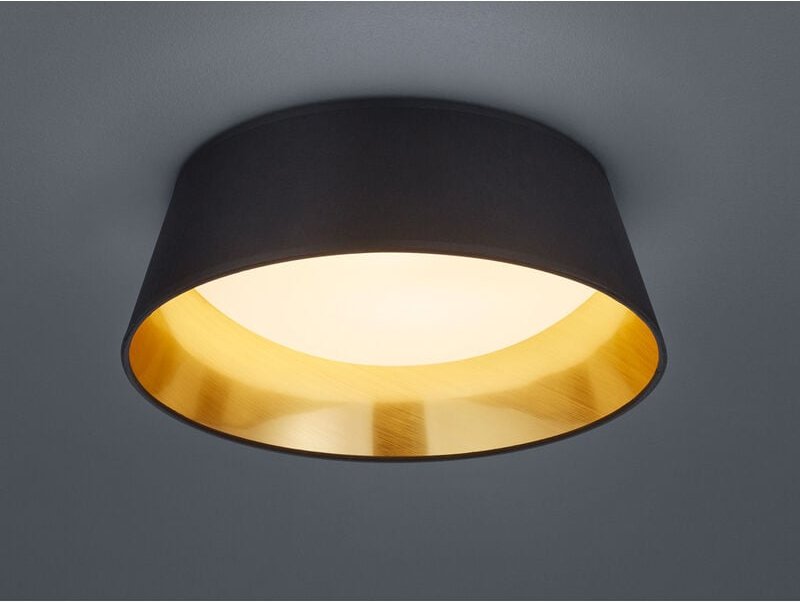 Reality Leuchten - led Deckenleuchte ponts mit Stofflampenschirm Schwarz Gold ø 34cm