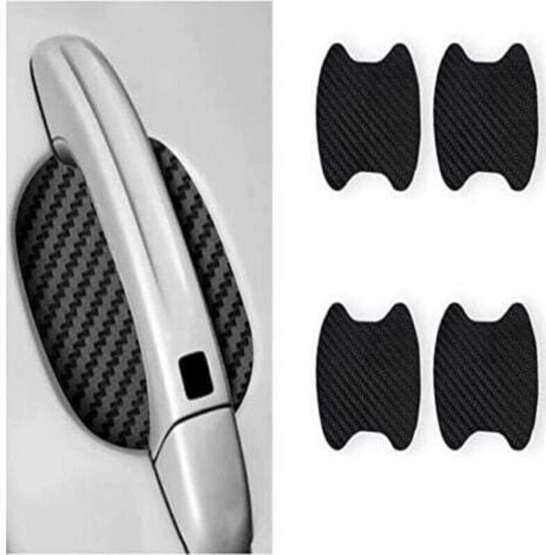 4 Stück (Schwarz) Universelle Schutzfolie aus Kohlefaser für Autotürgriffe, kratzfest, passend für die meisten Autotürgr...