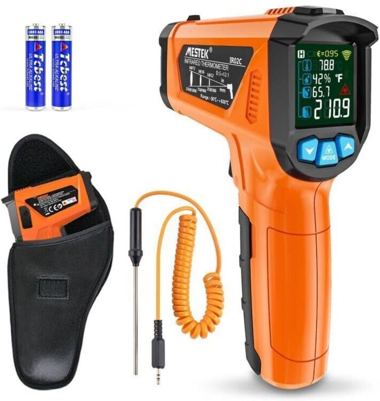 Infrarot-Thermometer -50 ℃ 800 ℃, digitales Laserthermometer und Sonde, IR-Temperaturpistole, berührungsloser LCD-Alarm ...