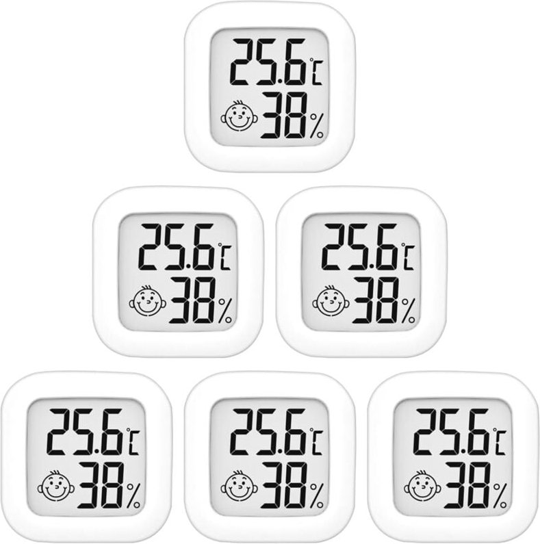 6er-Pack hochpräzises Thermometer-Hygrometer für den Innenbereich – 10 °C bis 70 °C – für Babyzimmer, Wohnzimmer, Büro, ...