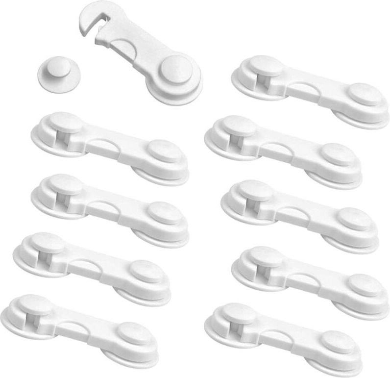 Kindersicherungen für Schränke – 10er-Pack, starker Klebstoff, kein Bohren erforderlich