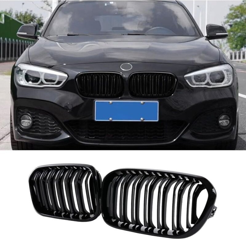 Thumbnail - F20 F21 Kühlergrill für bmw 1er F20 F21 Kühlergrill 2015 2016 2017 2018 Schwarz glänzende Doppellamellen (für 1er F20 20...
