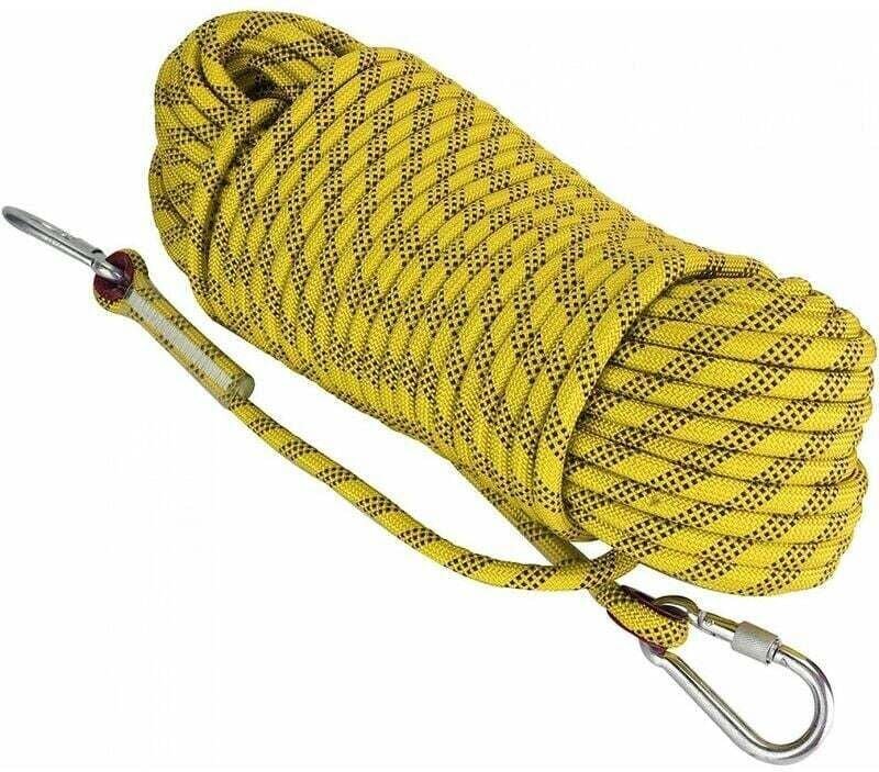 30 m 12 mm Kletter-Fluchtseil, reißfestes Rettungsseil mit 2 Karabinern für Outdoor-Wandern, Bergsteigen, Feuerrettung