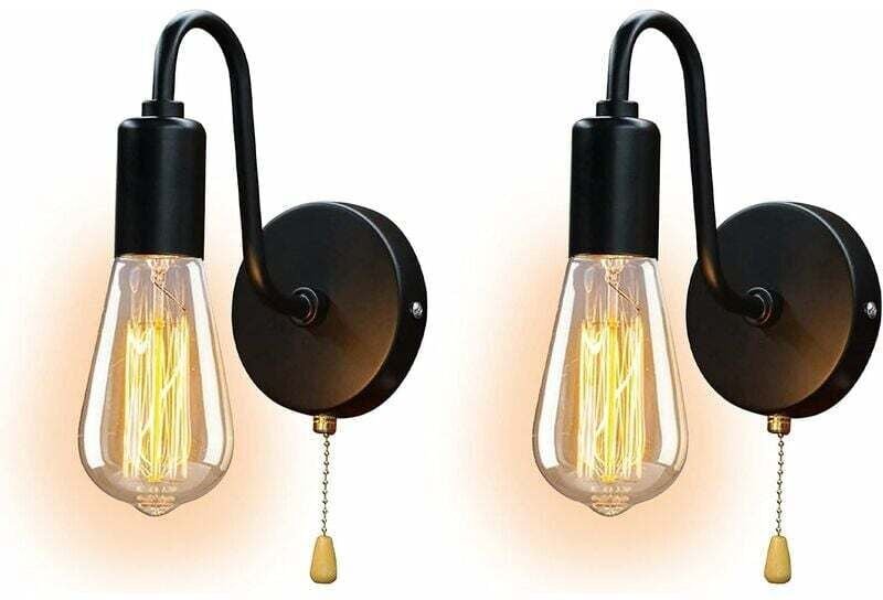 Retro-Industrie-Wandleuchte mit Zugschalter, E27-Fassung, Metall-Wandleuchte für Schlafzimmer, Wohnzimmer, Flur, Korrido...