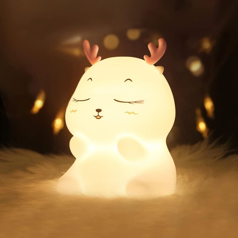 Ersandy - Kinder-Nachtlicht, wiederaufladbar, Nachtlicht, Babylampe, 7 Farben, LED-Nachtlicht, Mädchen, Silikon-Touch-Na...