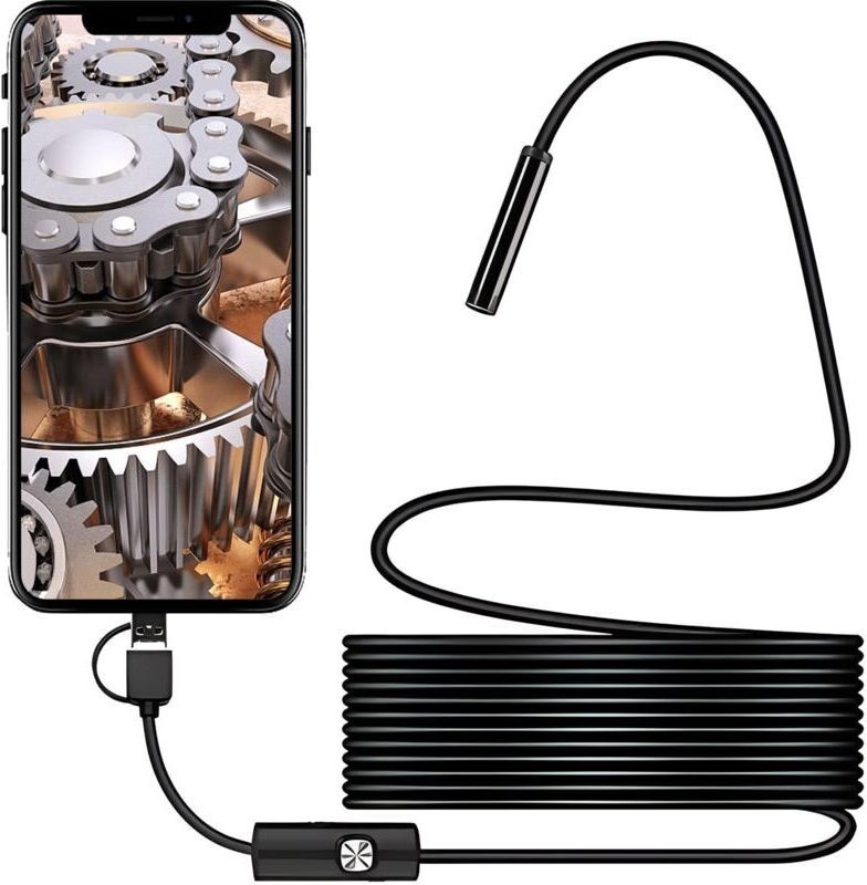 Teleobjektiv 3-in-1, 5,5 mm und 720p HD Industrieendoskopie, Klimaanlagenservice für die Automobilindustrie (5 m Kabellä...