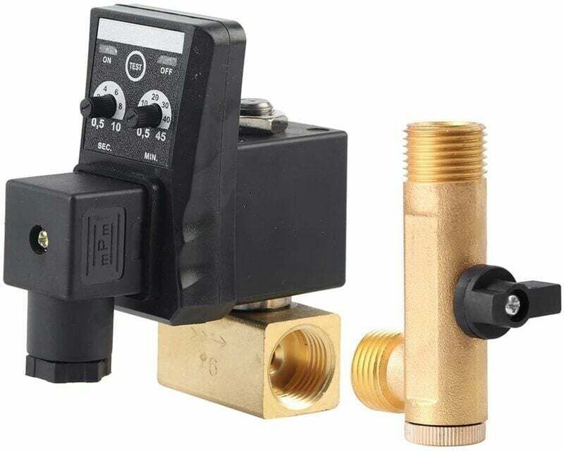 Tigrezy Automatisches elektronisches zeitgesteuertes Ablassventil G1/2 DN15 Elektrisches Ablassventil für Luftkompressor...