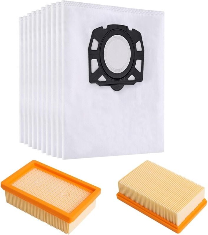 10 Staubsaugerbeutel für Kärcher WD4, WD5, WD6, MV4, MV5, MV6 mit 2 Filtern für Kärcher 2.863-005.0 WD4 WD5