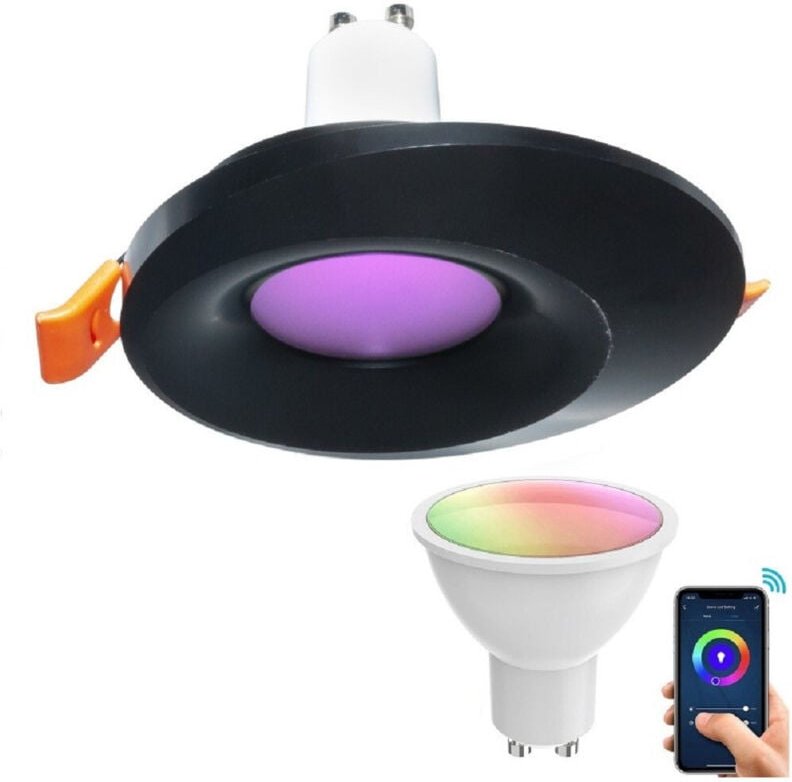 Trade Shop - SMARTER LED-EINBAUSCHEINWERFER 65MM LED 5W GU10 SMART WIFI RGB CCT ALEXA GOOGLE - Schwarz