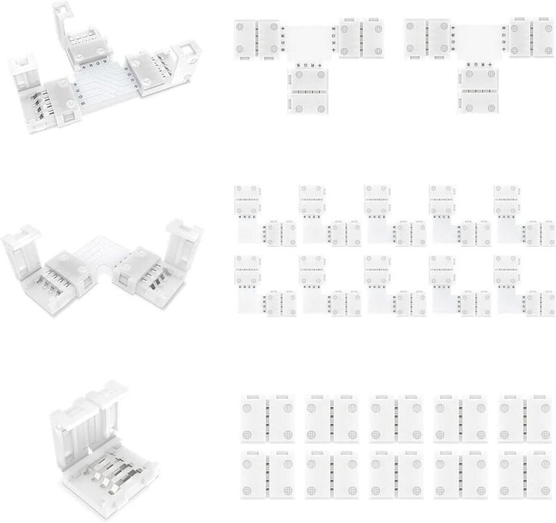 Bluedeer - LED-Streifenverbinder, 10er + 10er Pack, für 10 mm 4 Pin rgb 5050 LED-Streifenverbinder, flexibles Verbindung...