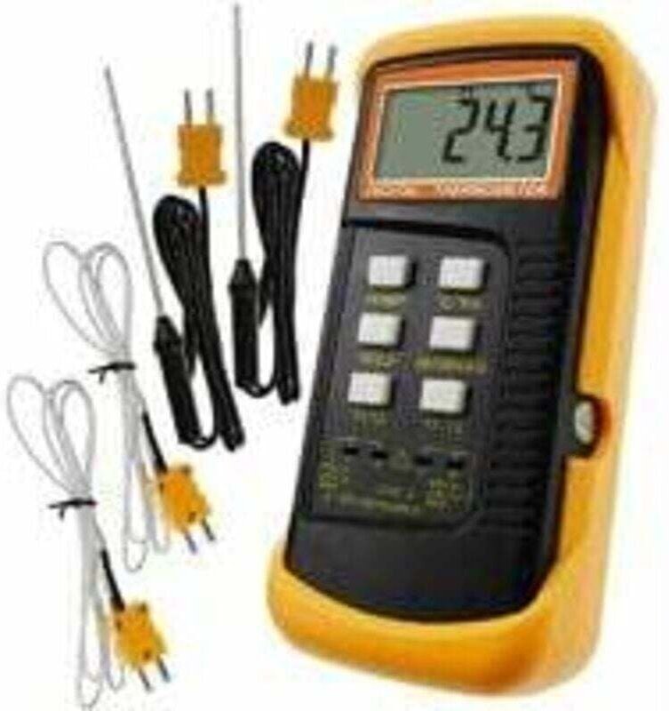 Thermomètre vom Typ K mit Thermoelement-Capteur 1300 ° C (° C, ° F und K mit 4 Thermoelementen (Kabel und Edelstahl)