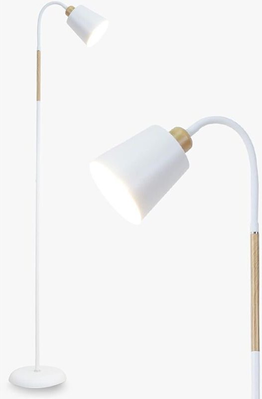 Stehlampe Weiß Wohnzimmer vili 360° Schwenkbare Stehleuchte E27 Fassung max. 60W moderne Metall Sofa lampe mit Höhe 159c...