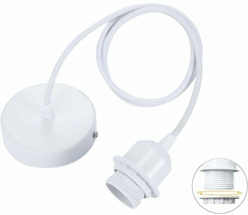 Pendelleuchtenfassung, E27 Pendelleuchte mit Schraubring, 100cm verstellbares Textilkabel, Pendelleuchte kompatibel mit ...