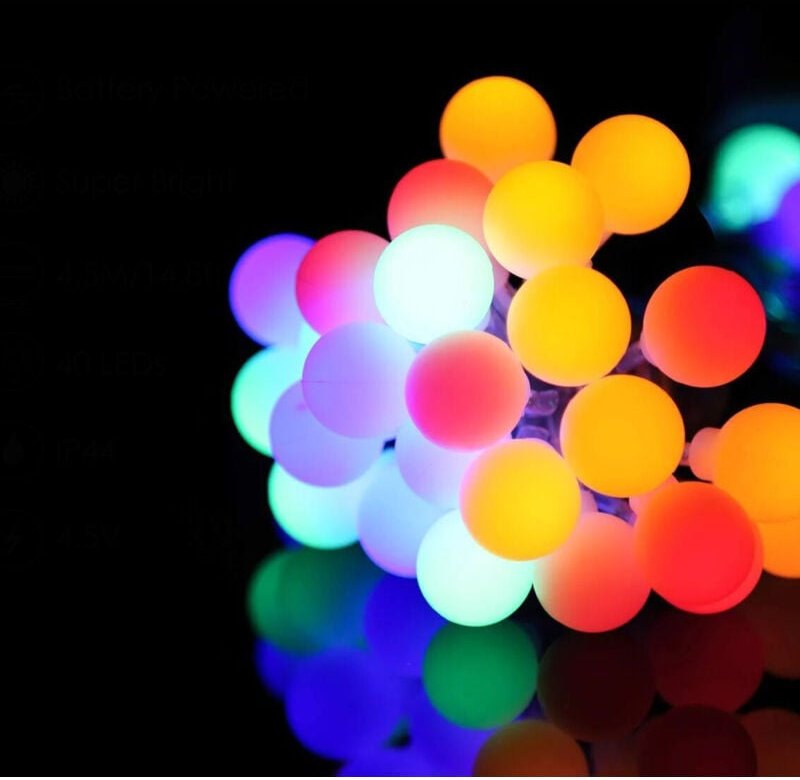 LED-Girlande, 10 Meter, 100 mehrfarbige RGB-Kugeln, RGB-Kugellichtgirlande, 100 LED-Kugeln, 8 Beleuchtungsmodi, wasserdi...